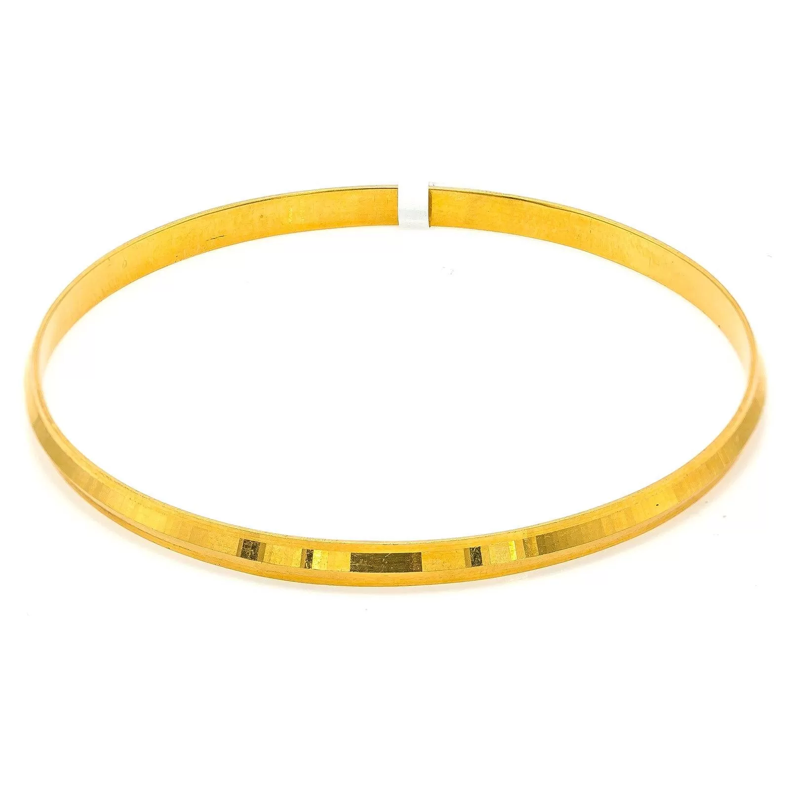 22K Yellow Gold Bangle Kada for Kids W/ Slightly Faceted Frame (9.8gm)