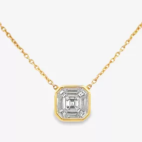 Asscher Cut Diamond Illusion Necklace