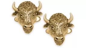 Buffalo Cufflinks Jewelry 14k Gold Handmade Bison Cufflinks BUF1X-CLG