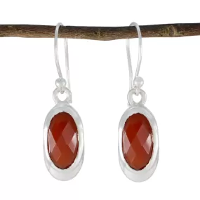 Riyo Drop-Dead Gorgeous Sterling Silver Earring For Women Red Onyx Earring Bezel Setting Red Earring Dangle Earring